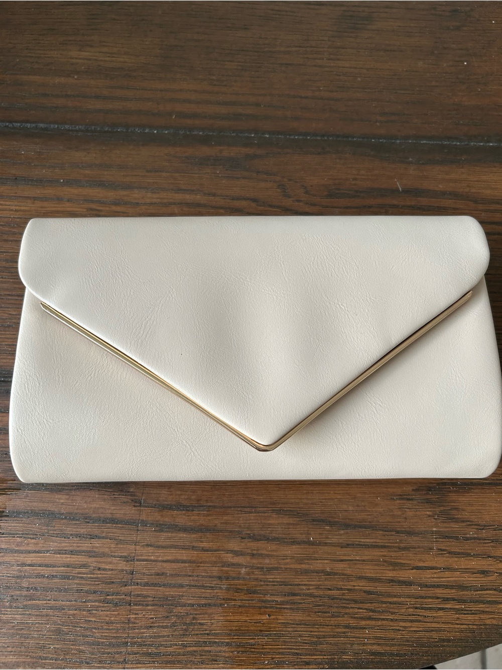 Chic Cream Envelope Clutch with Gold Trim